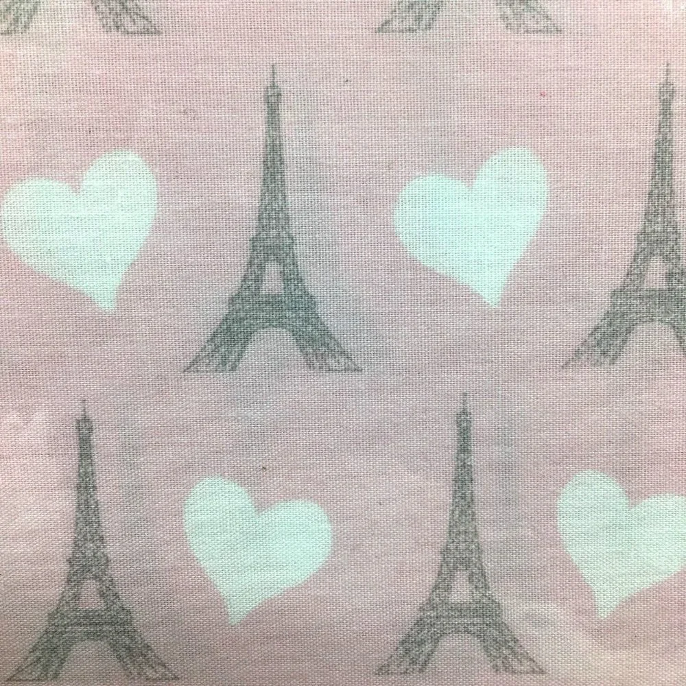 3pc Pink Paris TWIN Sheet Pillowcase Set Gray Eiffel Tower Heart Bedding Envogue